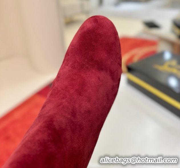 Crafted Christian Louboutin Turela Heel Ankle Boots 8.5cm in Suede Red 1030150