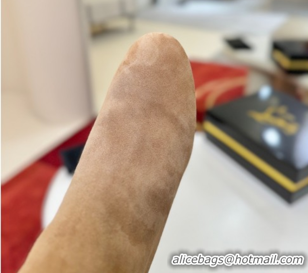 Good Taste Christian Louboutin Turela Heel Ankle Boots 8.5cm in Suede Beige 1030151