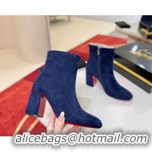 Purchase Christian Louboutin Turela Heel Ankle Boots 8.5cm in Suede Blue 1030152