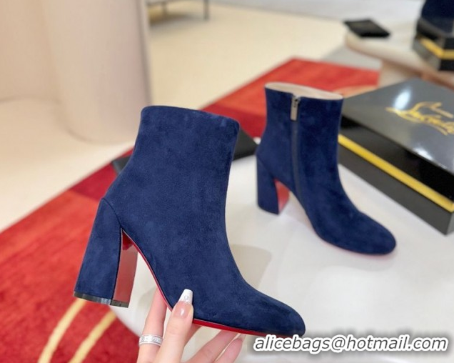 Purchase Christian Louboutin Turela Heel Ankle Boots 8.5cm in Suede Blue 1030152