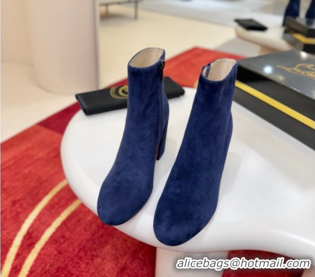 Purchase Christian Louboutin Turela Heel Ankle Boots 8.5cm in Suede Blue 1030152