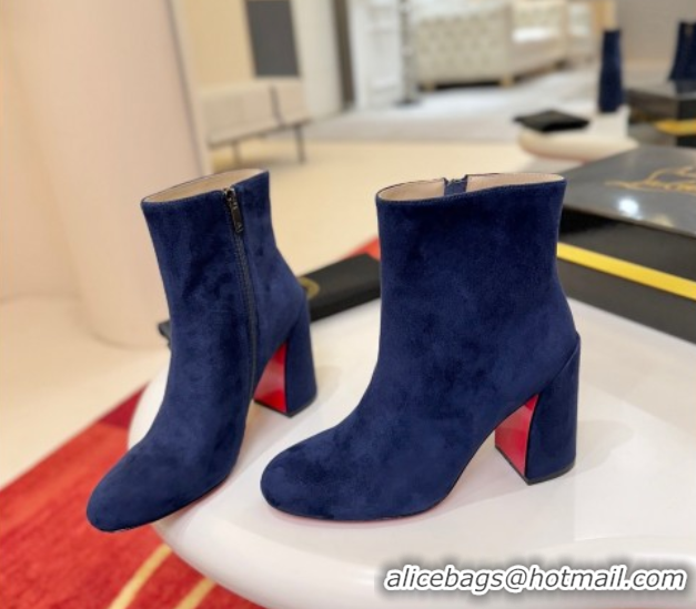 Purchase Christian Louboutin Turela Heel Ankle Boots 8.5cm in Suede Blue 1030152