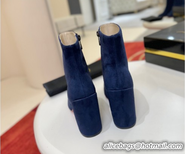 Purchase Christian Louboutin Turela Heel Ankle Boots 8.5cm in Suede Blue 1030152