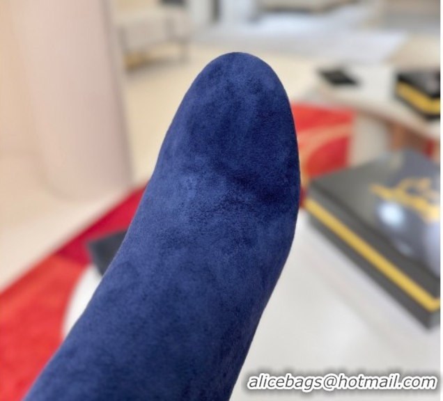 Purchase Christian Louboutin Turela Heel Ankle Boots 8.5cm in Suede Blue 1030152