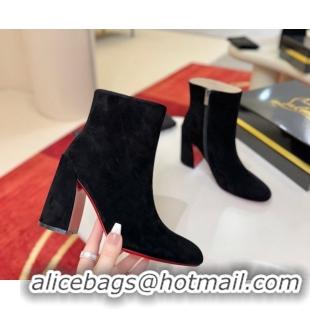 Best Grade Christian Louboutin Turela Heel Ankle Boots 8.5cm in Suede Black 1030153