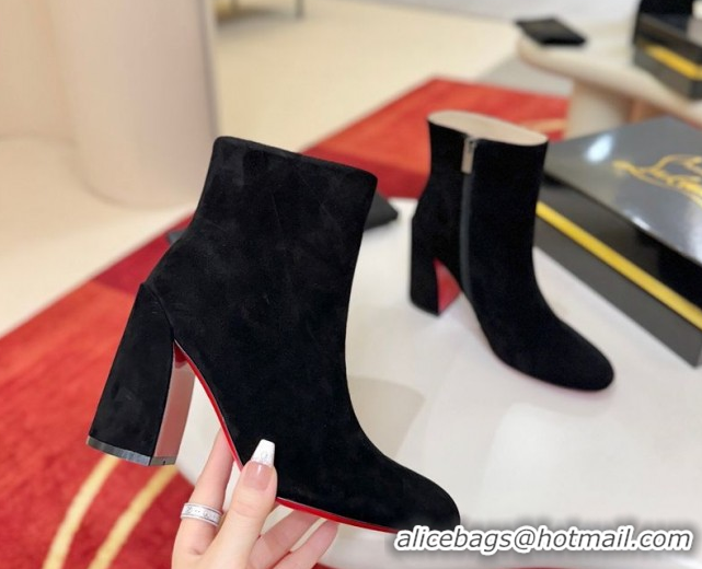 Best Grade Christian Louboutin Turela Heel Ankle Boots 8.5cm in Suede Black 1030153