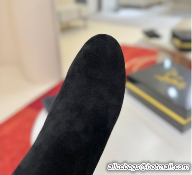 Best Grade Christian Louboutin Turela Heel Ankle Boots 8.5cm in Suede Black 1030153
