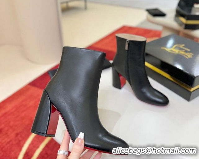 Buy Luxury Christian Louboutin Turela Heel Ankle Boots 8.5cm in Calf Leather Black 1030154