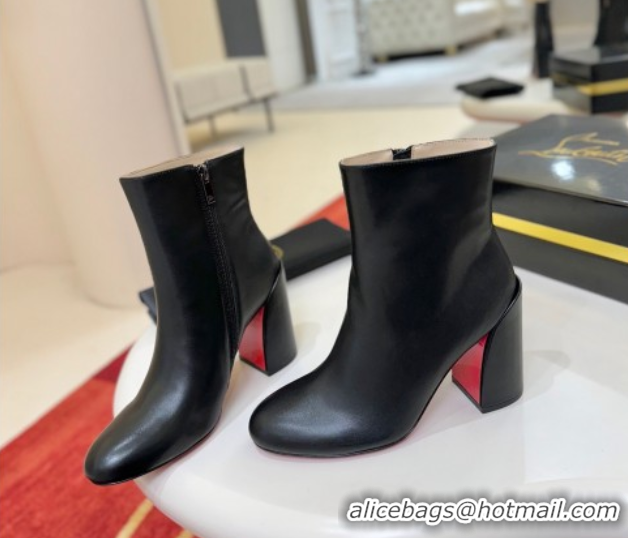 Buy Luxury Christian Louboutin Turela Heel Ankle Boots 8.5cm in Calf Leather Black 1030154