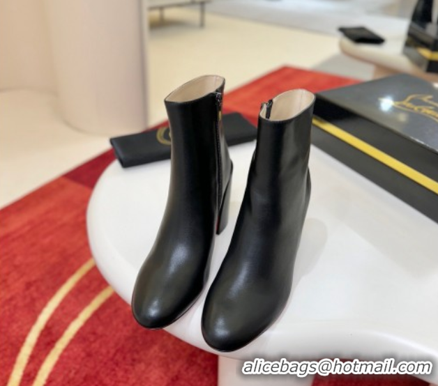 Buy Luxury Christian Louboutin Turela Heel Ankle Boots 8.5cm in Calf Leather Black 1030154