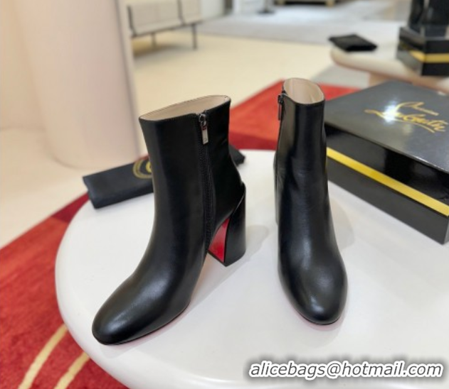 Buy Luxury Christian Louboutin Turela Heel Ankle Boots 8.5cm in Calf Leather Black 1030154