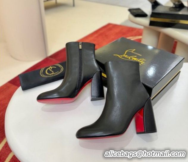 Buy Luxury Christian Louboutin Turela Heel Ankle Boots 8.5cm in Calf Leather Black 1030154