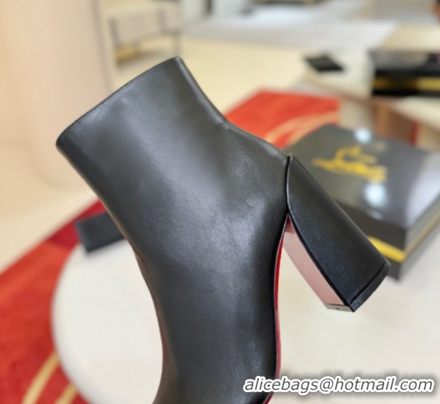 Buy Luxury Christian Louboutin Turela Heel Ankle Boots 8.5cm in Calf Leather Black 1030154