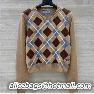 Big Discount Prada Wool Plaid Sweater PR090426 Beige 2025