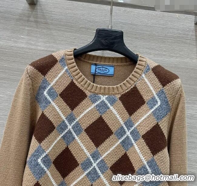 Big Discount Prada Wool Plaid Sweater PR090426 Beige 2025