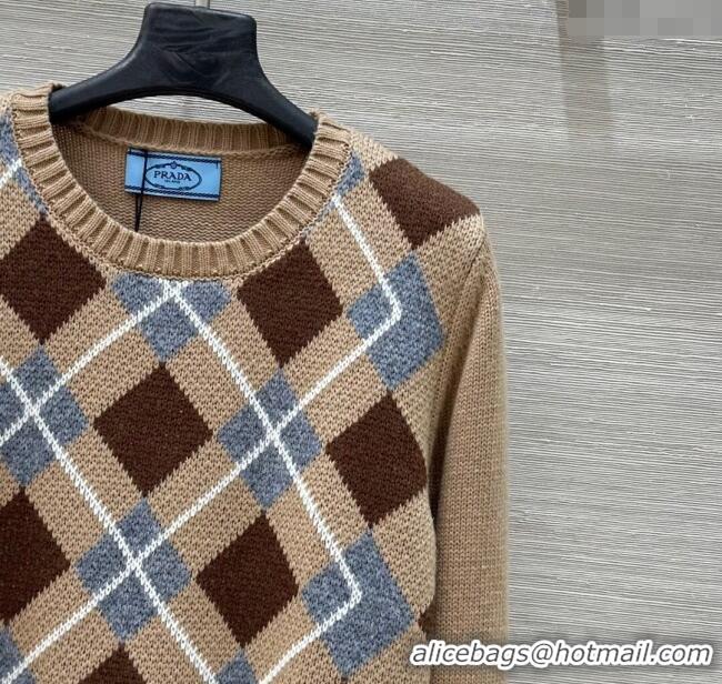 Big Discount Prada Wool Plaid Sweater PR090426 Beige 2025