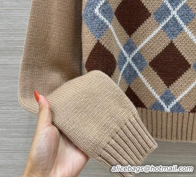 Big Discount Prada Wool Plaid Sweater PR090426 Beige 2025