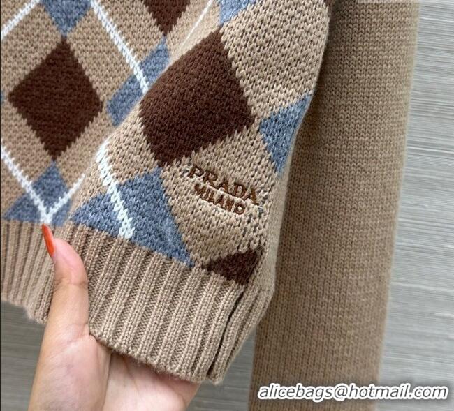 Big Discount Prada Wool Plaid Sweater PR090426 Beige 2025