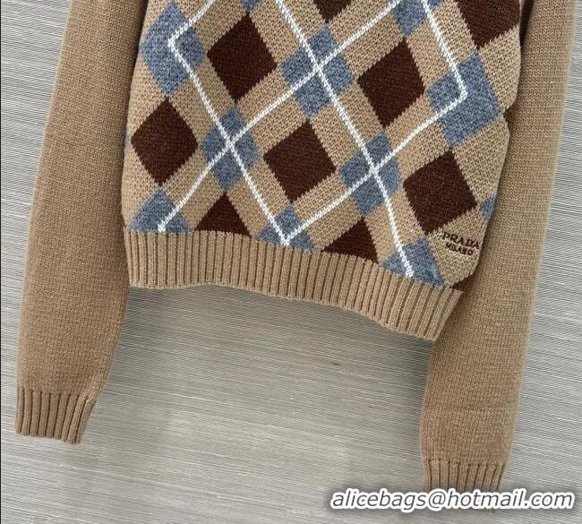 Big Discount Prada Wool Plaid Sweater PR090426 Beige 2025