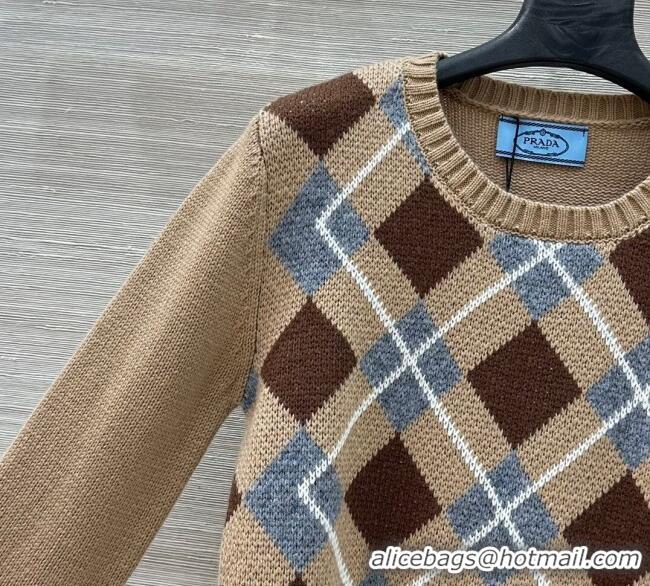 Big Discount Prada Wool Plaid Sweater PR090426 Beige 2025