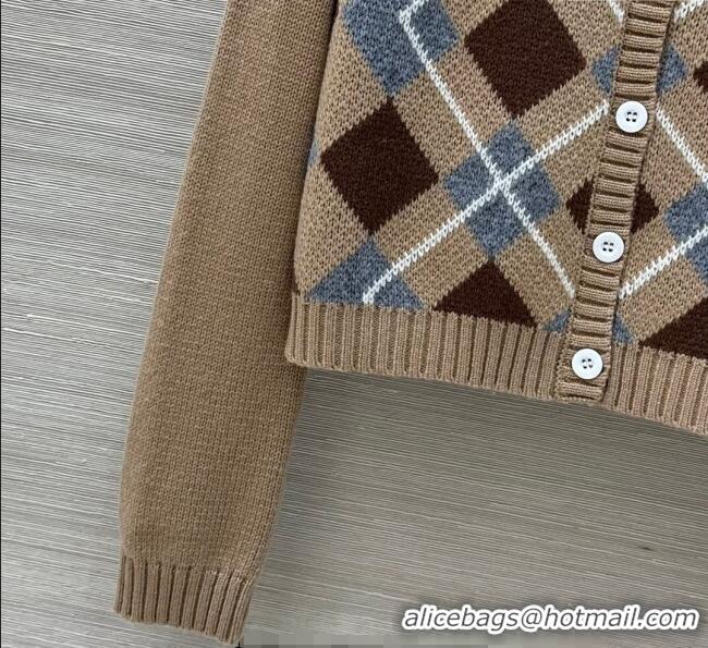 Big Discount Prada Wool Plaid Cardigan 0814 Beige 2025