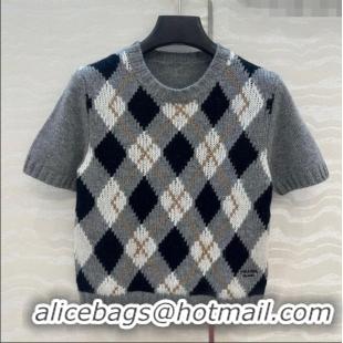 Good Product Prada Cashmere Plaid Top PR090426 Grey 2025