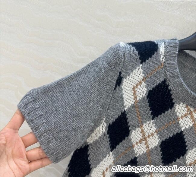 Good Product Prada Cashmere Plaid Top PR090426 Grey 2025