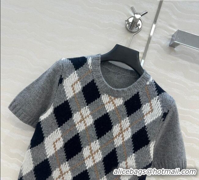 Good Product Prada Cashmere Plaid Top PR090426 Grey 2025