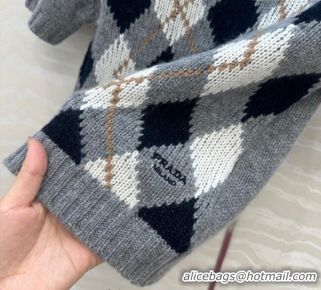 Good Product Prada Cashmere Plaid Top PR090426 Grey 2025