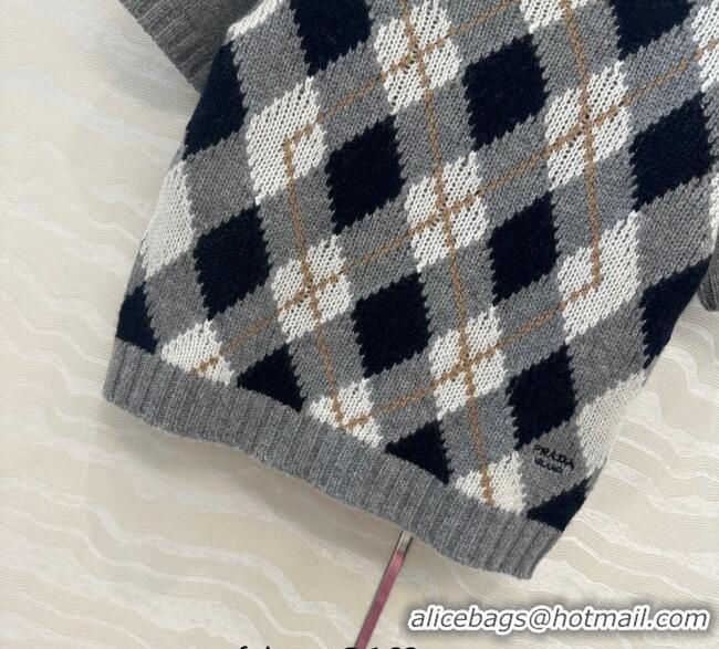 Good Product Prada Cashmere Plaid Top PR090426 Grey 2025
