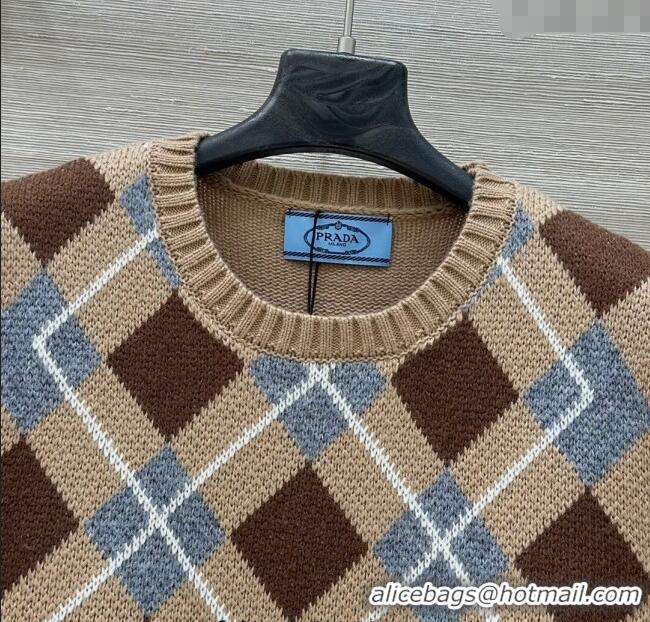 Luxury Discount Prada Wool Plaid Top PR090426 Beige 2025