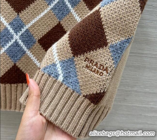 Luxury Discount Prada Wool Plaid Top PR090426 Beige 2025