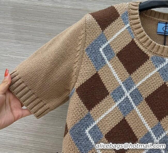 Luxury Discount Prada Wool Plaid Top PR090426 Beige 2025