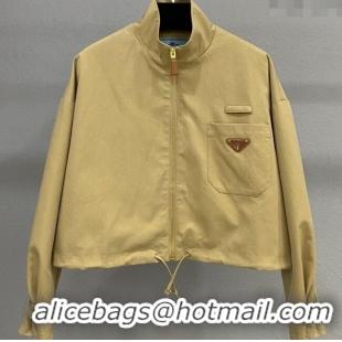 Famous Brand Prada Short Jacket PR090501 Beige Yellow 2025