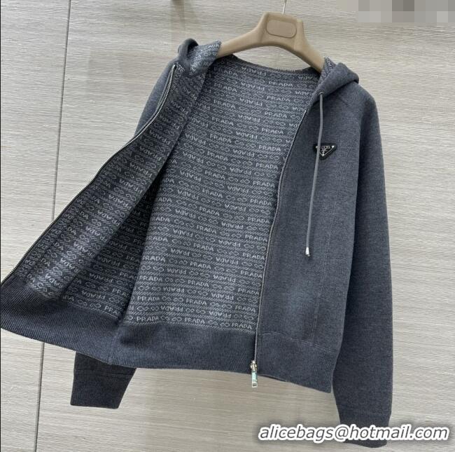 Reasonable Price Prada Wool Zipped Cardigan P91702 Grey 2025
