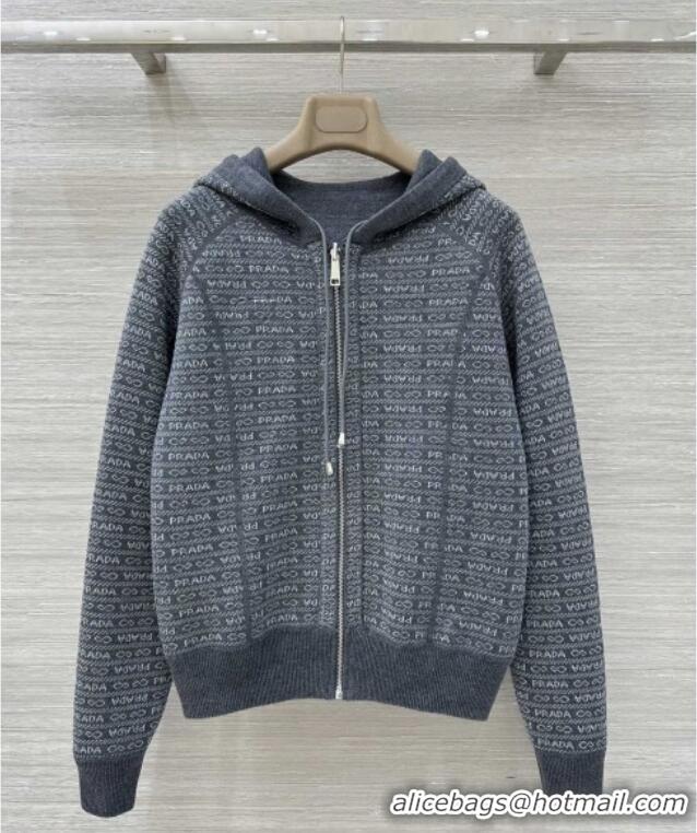 Reasonable Price Prada Wool Zipped Cardigan P91702 Grey 2025