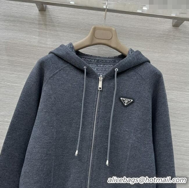 Reasonable Price Prada Wool Zipped Cardigan P91702 Grey 2025