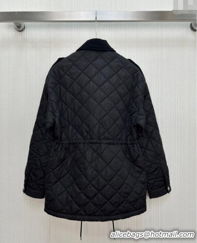 Luxury Cheap Prada Quilted Nylon and Cotton Padded Coat PR091901 Black 2025