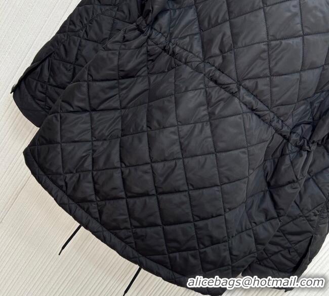 Luxury Cheap Prada Quilted Nylon and Cotton Padded Coat PR091901 Black 2025