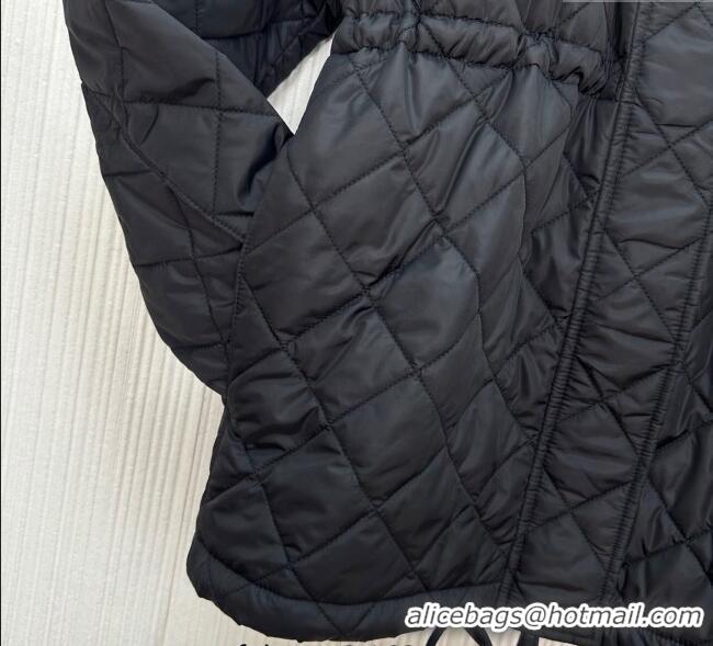 Luxury Cheap Prada Quilted Nylon and Cotton Padded Coat PR091901 Black 2025