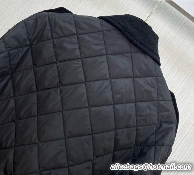 Luxury Cheap Prada Quilted Nylon and Cotton Padded Coat PR091901 Black 2025