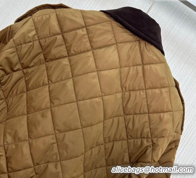 Promotional Prada Quilted Nylon and Cotton Padded Coat PR091901 Brown 2025