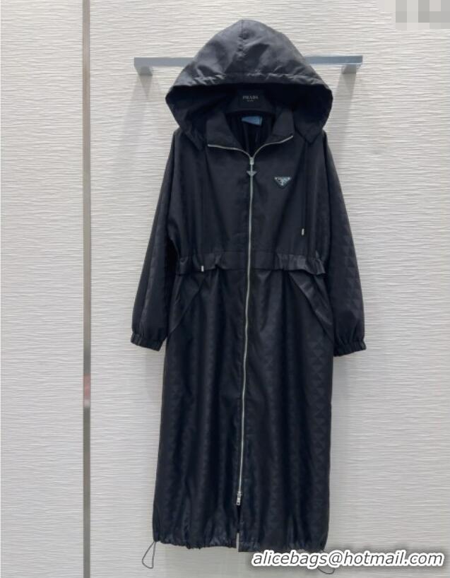 Luxury Cheap Prada Nylon Coat PR091923 Black 2025
