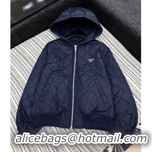 Top Quality Prada Quilted and Cotton Padded Jacket PR091910 Blue 2025
