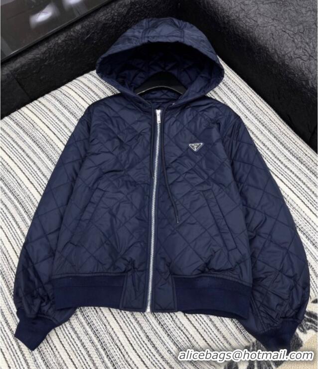 Top Quality Prada Quilted and Cotton Padded Jacket PR091910 Blue 2025