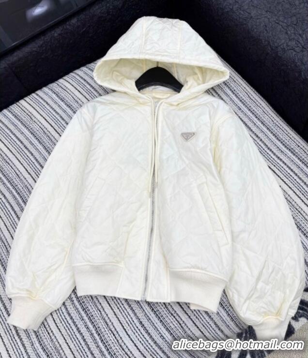 Reasonable Price Prada Quilted and Cotton Padded Jacket PR091910 White 2025