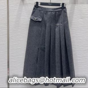 Super Quality Prada Wool Blend Skirt PR091919 Grey 2025