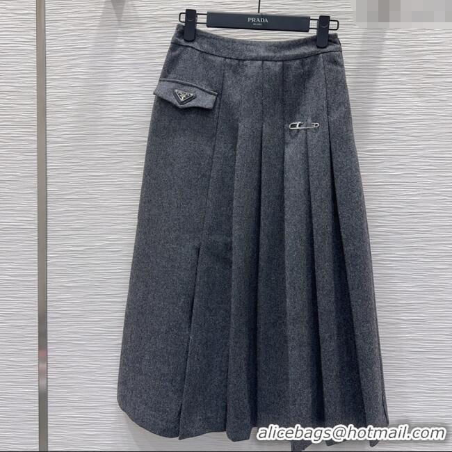 Super Quality Prada Wool Blend Skirt PR091919 Grey 2025