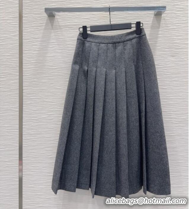 Super Quality Prada Wool Blend Skirt PR091919 Grey 2025
