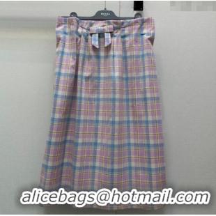 Best Price Prada Plaid Skirt with Bow PR091940 Pink 2025
